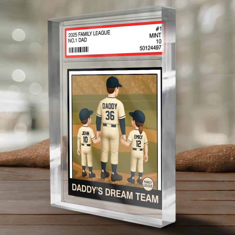 Daddy's Dream Team - Family Personalized Custom Rectangle Shaped Acrylic Plaque - Father's Day, Gift For Dad, Sport Lovers, Sport Players
