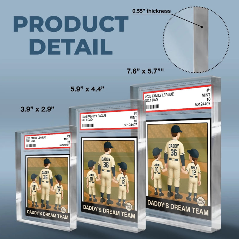 Daddy's Dream Team - Family Personalized Custom Rectangle Shaped Acrylic Plaque - Father's Day, Gift For Dad, Sport Lovers, Sport Players