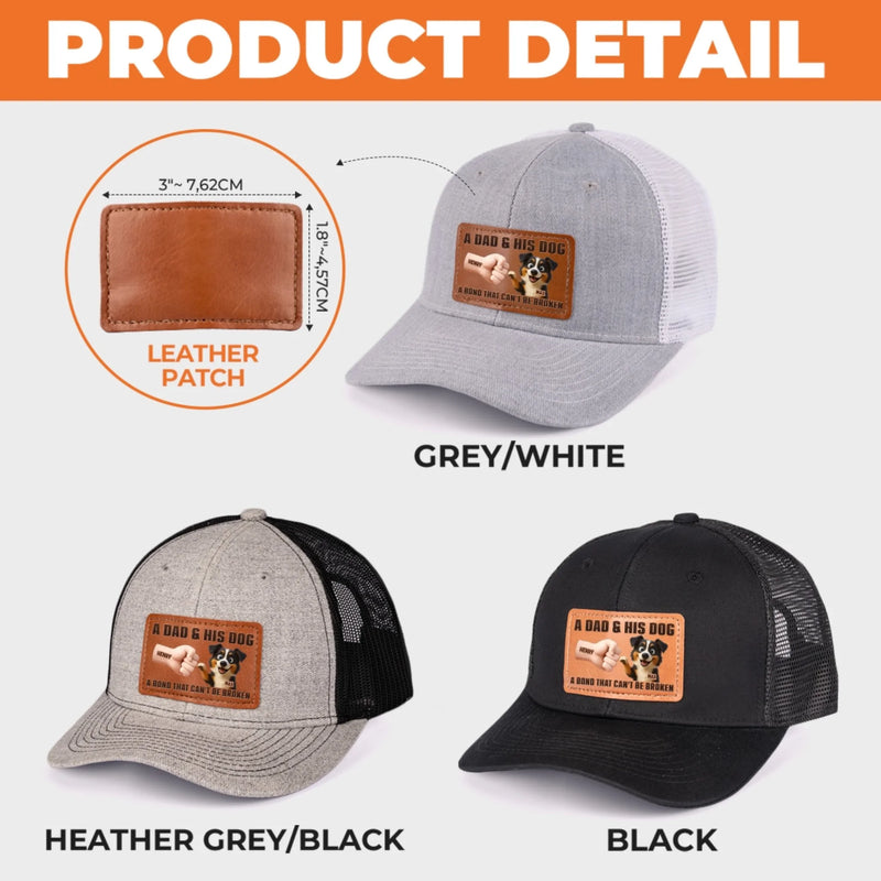 Paws Down, Best Dad Ever - Dog Personalized Custom Leather Patch Hat - Father's Day, Gift For Pet Owners, Pet Lovers