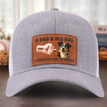 Paws Down, Best Dad Ever - Dog Personalized Custom Leather Patch Hat - Father's Day, Gift For Pet Owners, Pet Lovers
