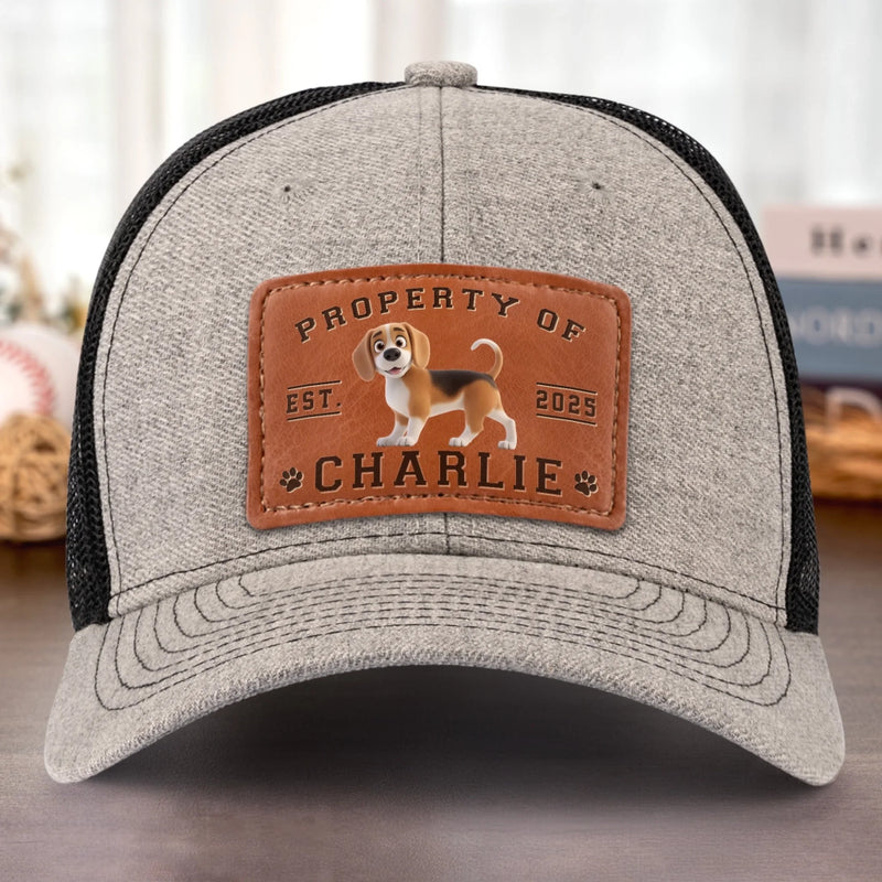 Property Of Paws - Dog Personalized Custom Leather Patch Hat - Father's Day, Gift For Pet Owners, Pet Lovers