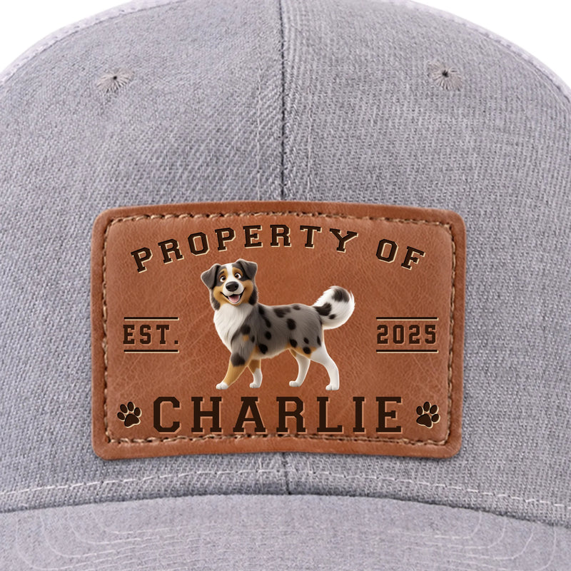 Property Of Paws - Dog Personalized Custom Leather Patch Hat - Father's Day, Gift For Pet Owners, Pet Lovers