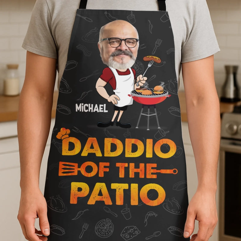 Custom Photo Daddio Of The Patio - Family Personalized Custom Apron - Father's Day, Gift For Dad, Grandpa