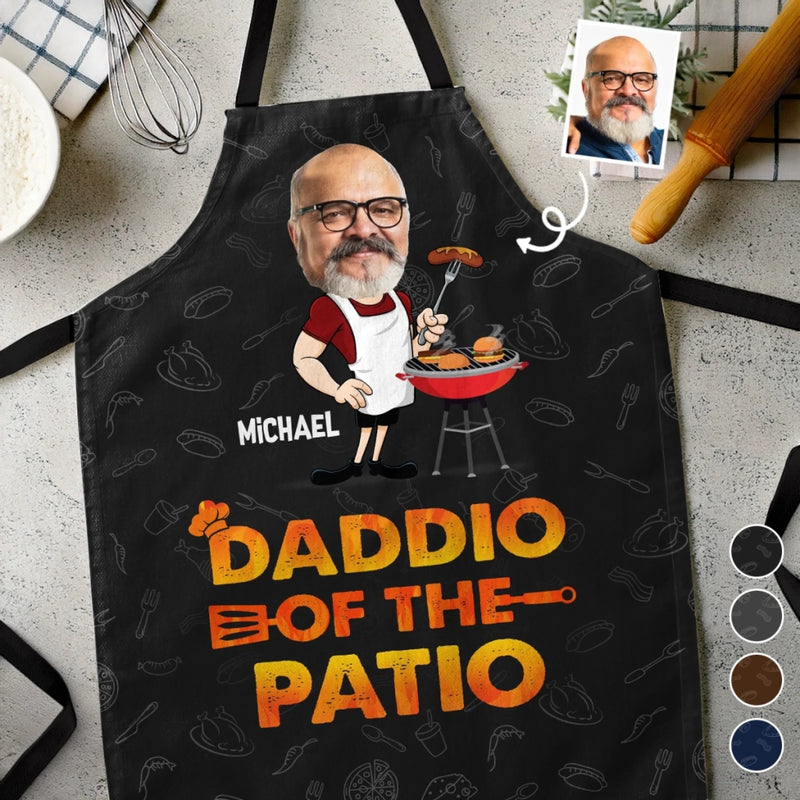 Custom Photo Daddio Of The Patio - Family Personalized Custom Apron - Father's Day, Gift For Dad, Grandpa