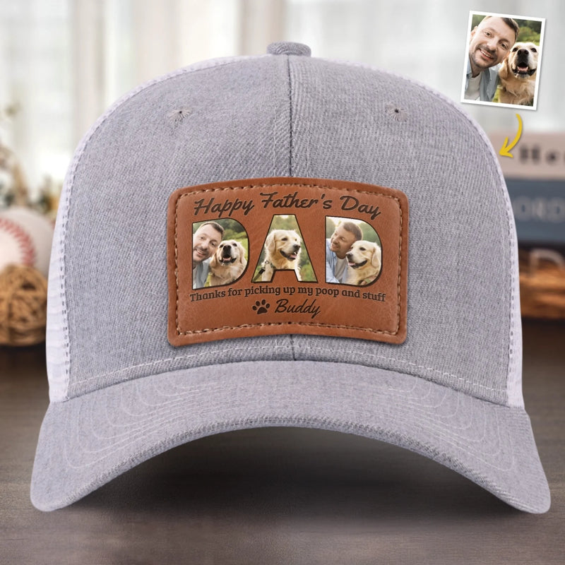 Custom Photo Thanks For Loving Me At My Messiest - Dog & Cat Personalized Custom Leather Patch Hat - Father's Day, Gift For Pet Owners, Pet Lovers