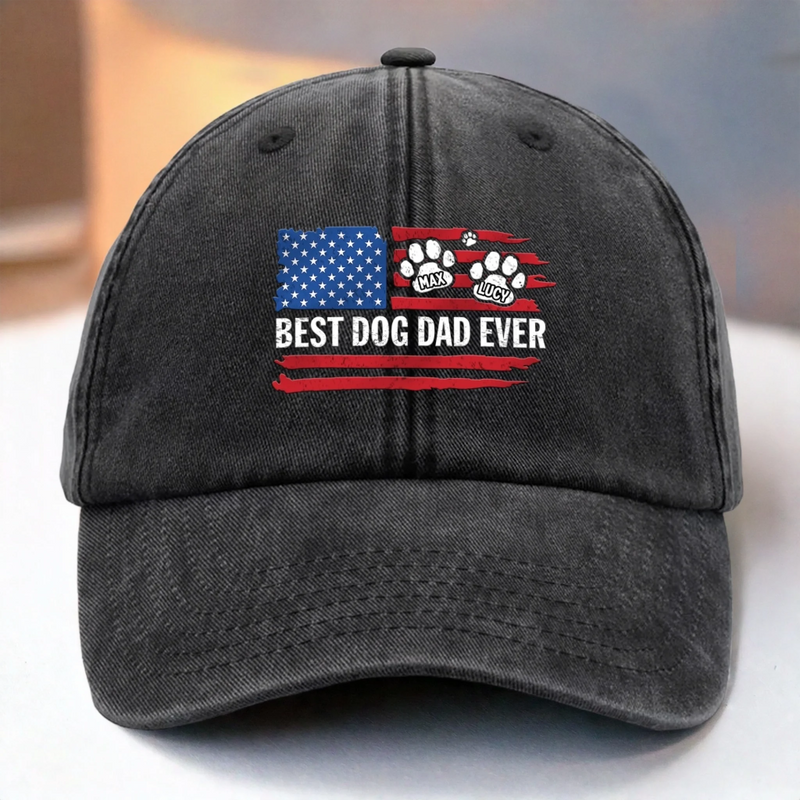 Proud Member Of The Dog Dad Club - Dog Personalized Custom Vintage Washed Denim Baseball Cap - Father's Day, Gift For Dad, Pet Owners, Pet Lovers