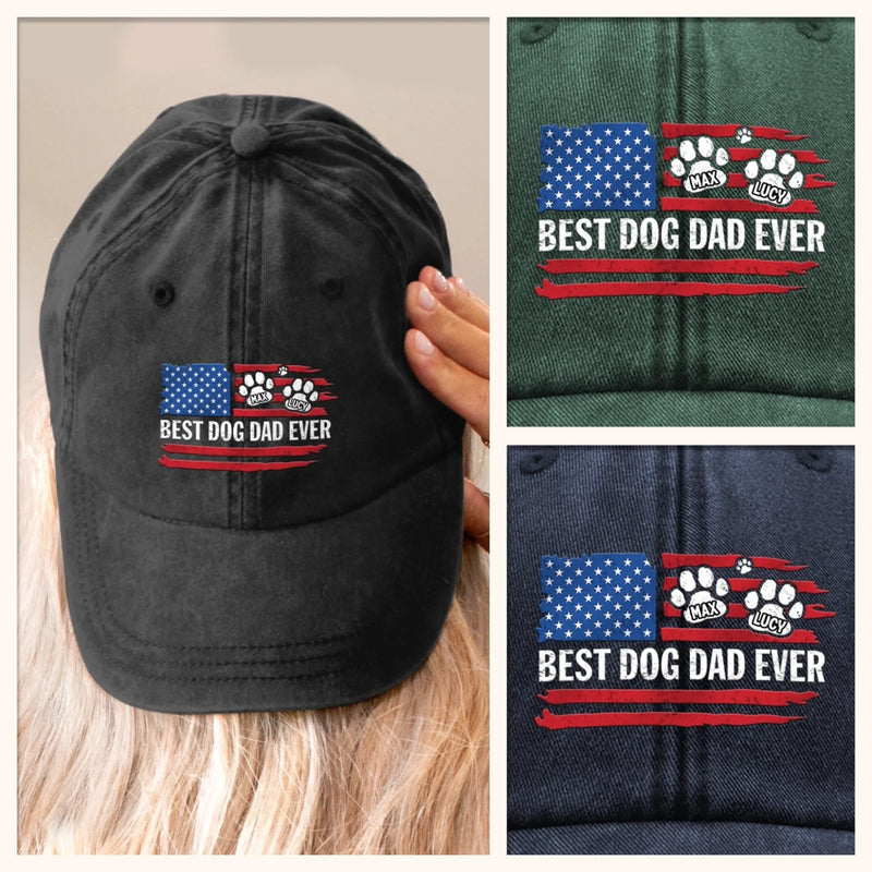 Proud Member Of The Dog Dad Club - Dog Personalized Custom Vintage Washed Denim Baseball Cap - Father's Day, Gift For Dad, Pet Owners, Pet Lovers
