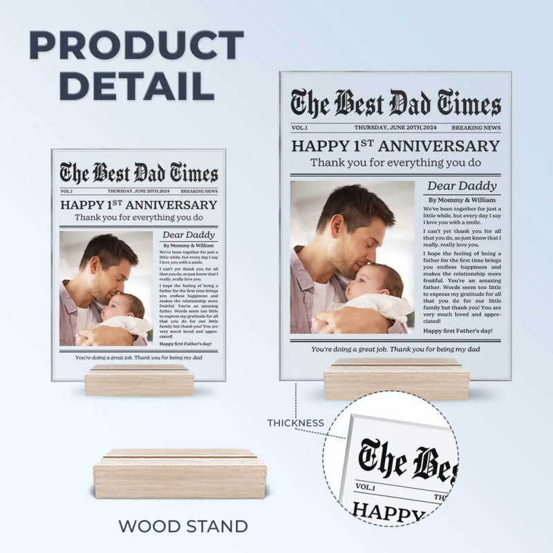 Custom Photo The Start Of Dad Life - Family Personalized Custom Rectangle Shaped Acrylic Plaque - Father's Day, Baby Shower Gift, Gift For First Dad, Baby Kids, Newborn Baby