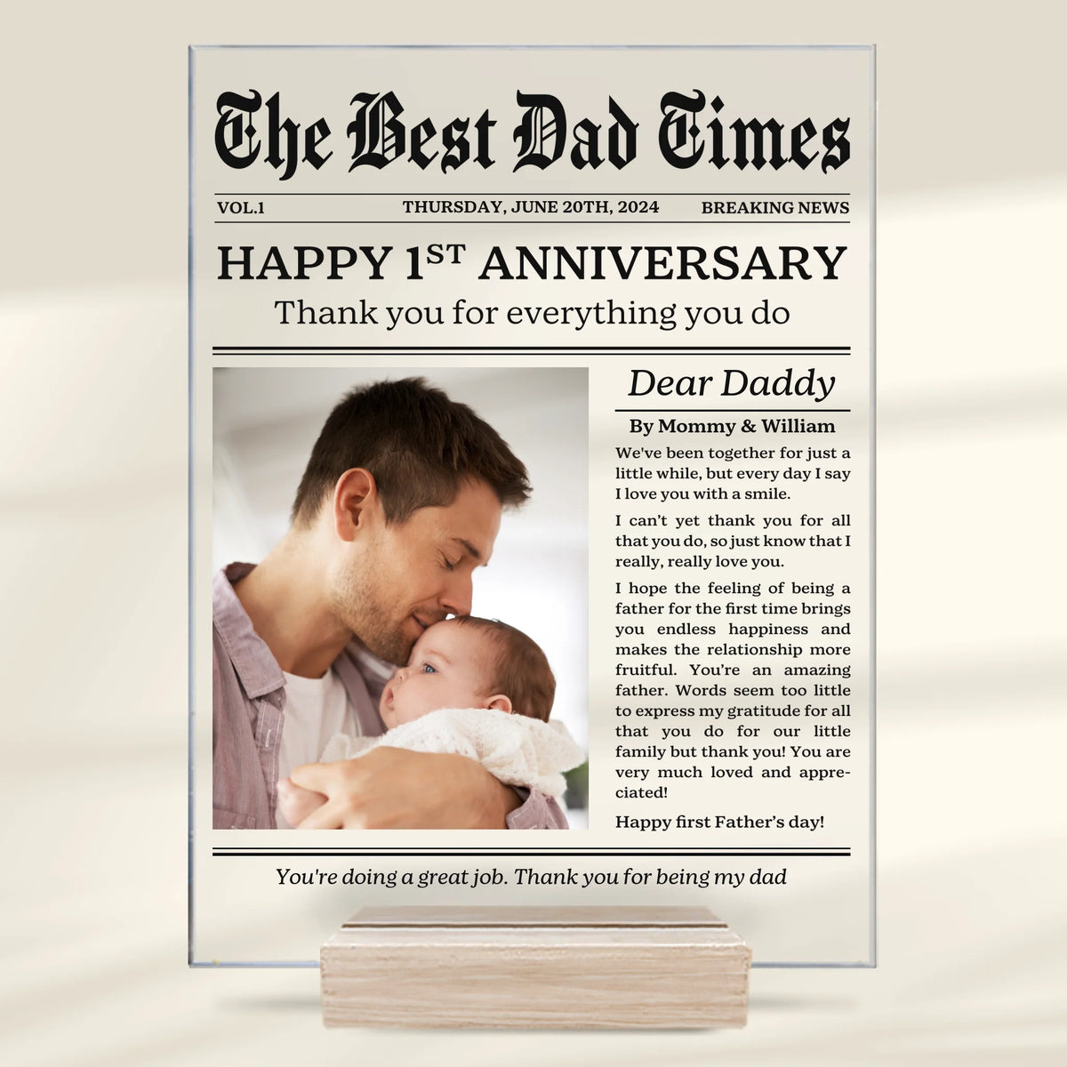 Custom Photo The Start Of Dad Life - Family Personalized Custom Rectangle Shaped Acrylic Plaque - Father's Day, Baby Shower Gift, Gift For First Dad, Baby Kids, Newborn Baby