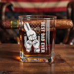 Certified Awesome Dad - Family Personalized Custom Whiskey Glass With Cigarette Holder - Father's Day, Gift For Dad, Grandpa