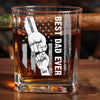 Certified Awesome Dad - Family Personalized Custom Whiskey Glass With Cigarette Holder - Father's Day, Gift For Dad, Grandpa