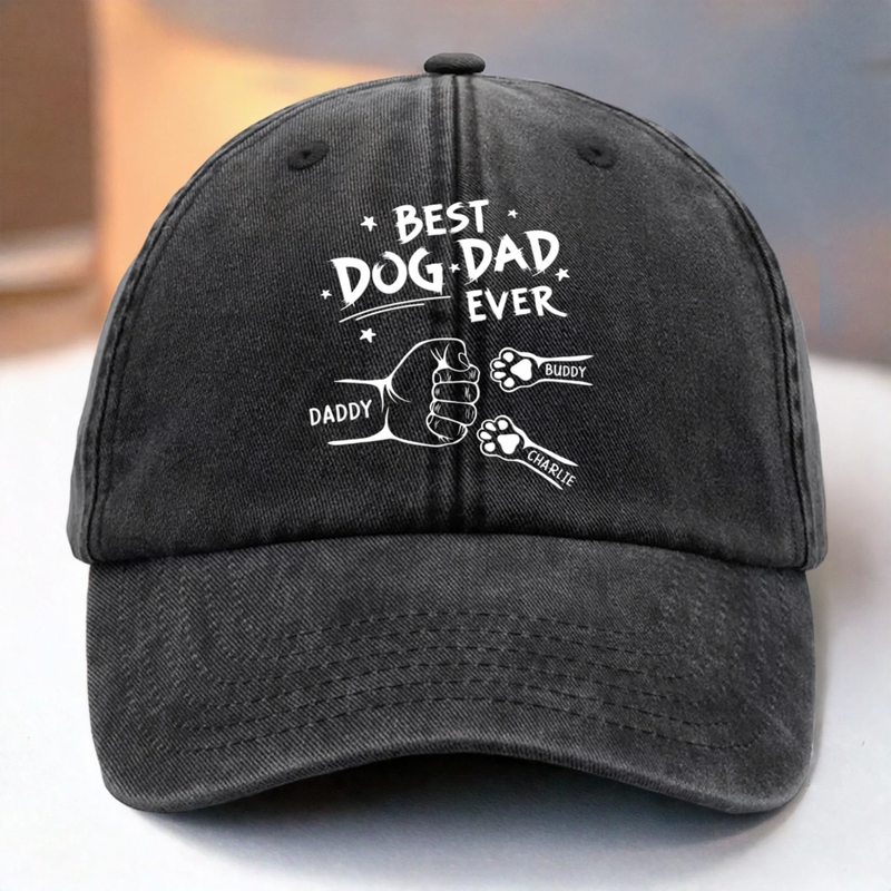 Best Hugs Come With Fur - Dog & Cat Personalized Custom Vintage Washed Denim Baseball Cap - Father's Day, Gift For Dad, Pet Owners, Pet Lovers