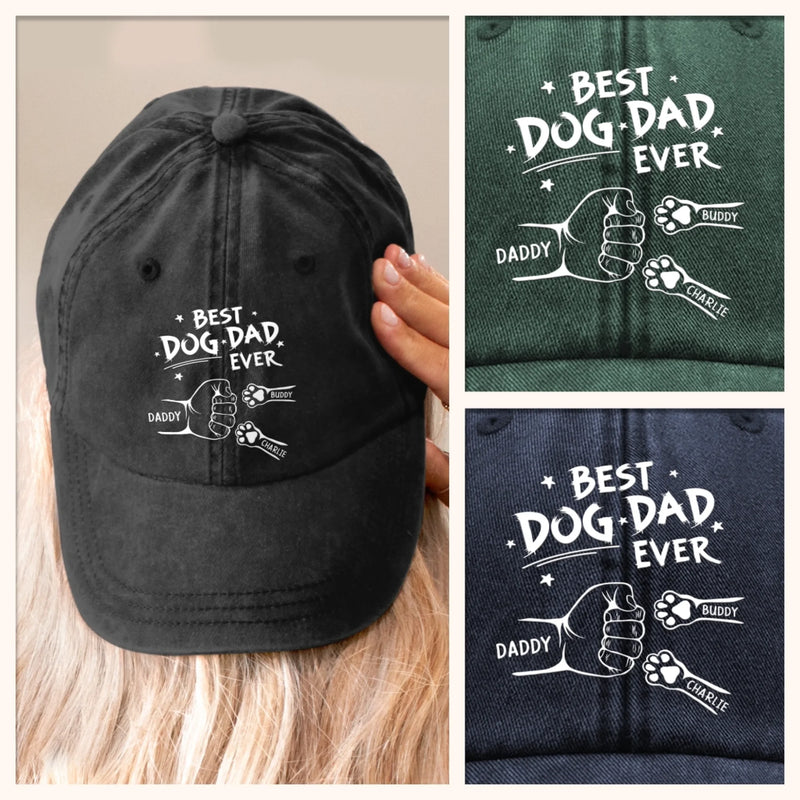Best Hugs Come With Fur - Dog & Cat Personalized Custom Vintage Washed Denim Baseball Cap - Father's Day, Gift For Dad, Pet Owners, Pet Lovers