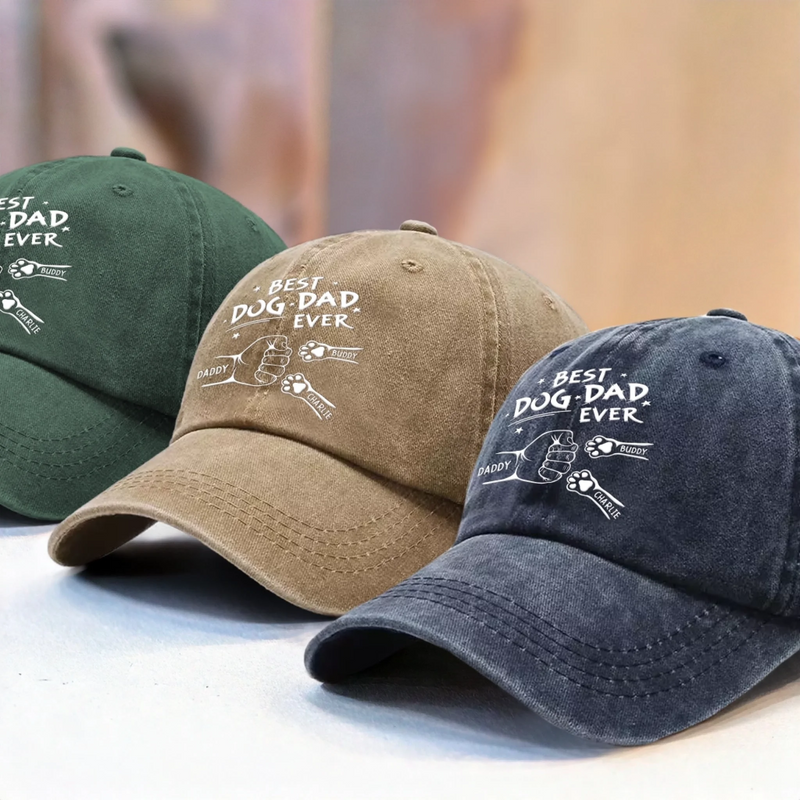 Best Hugs Come With Fur - Dog & Cat Personalized Custom Vintage Washed Denim Baseball Cap - Father's Day, Gift For Dad, Pet Owners, Pet Lovers