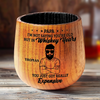 Aged Whiskey, Vintage Dad Jokes Included - Family Personalized Custom Wooden Whiskey Glass - Father's Day, Gift For Dad, Grandpa