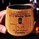 Aged Whiskey, Vintage Dad Jokes Included - Family Personalized Custom Wooden Whiskey Glass - Father's Day, Gift For Dad, Grandpa
