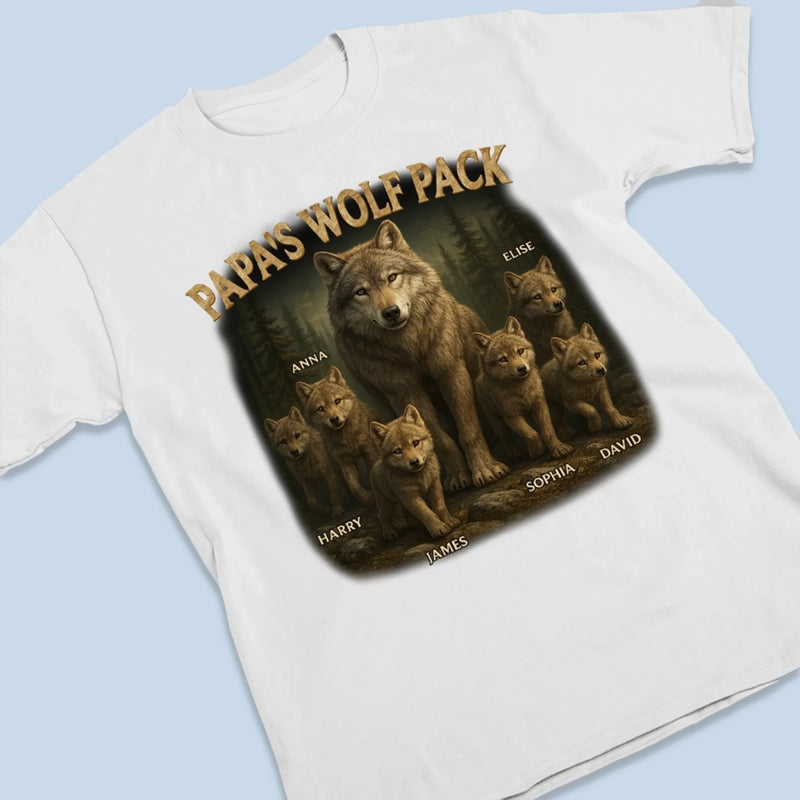 Wolf Pack Always Together - Family Personalized Custom Unisex T-shirt, Premium T-shirt, Hoodie -  Father's Day, Gift For Dad, Grandpa