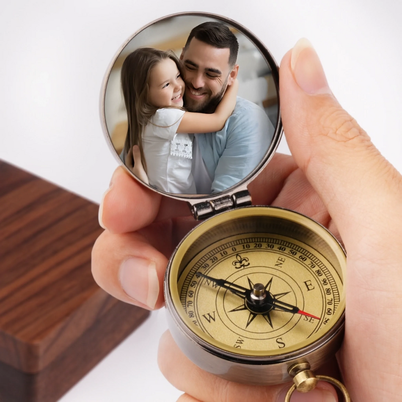 Custom Photo You’ll Always Be My Hero - Family Personalized Custom Compass - Father's Day, Gift For Dad, Grandpa, Family Members