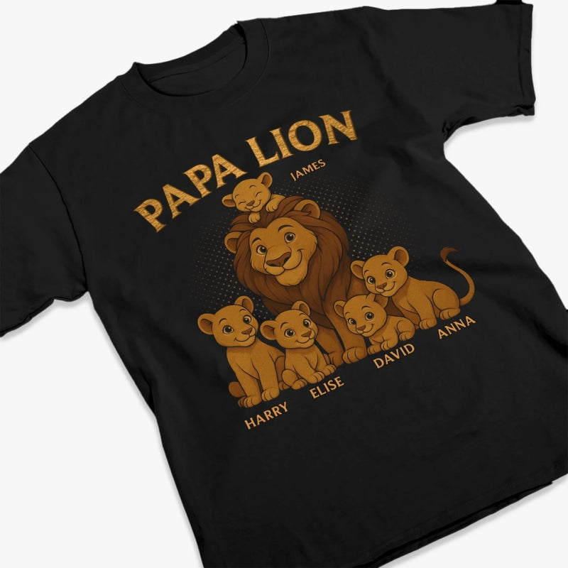 Papa Lion, Always On Guard - Family Personalized Custom Unisex T-shirt, Premium T-shirt, Hoodie - Father's Day, Gift For Dad, Grandpa