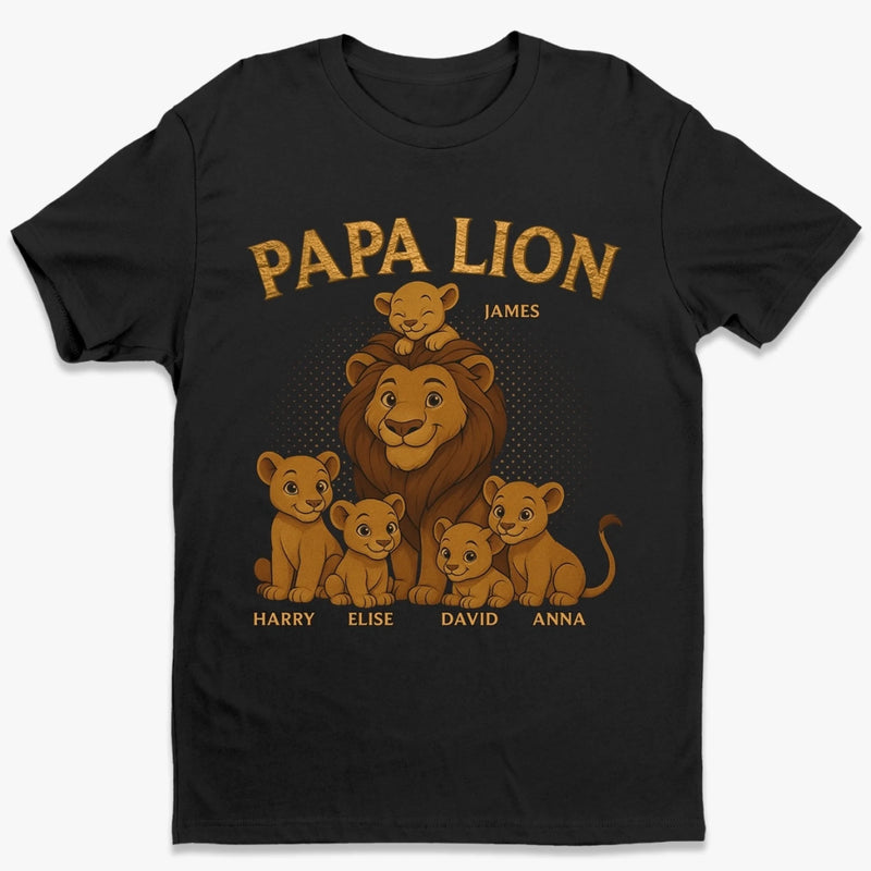 Papa Lion, Always On Guard - Family Personalized Custom Unisex T-shirt, Premium T-shirt, Hoodie - Father's Day, Gift For Dad, Grandpa