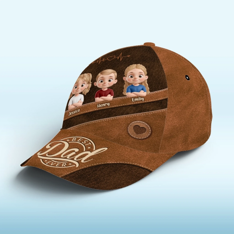 Cool Dad Warm Heart - Family Personalized Custom Hat, All Over Print Classic Cap - Father's Day, Gift For Dad, Grandpa