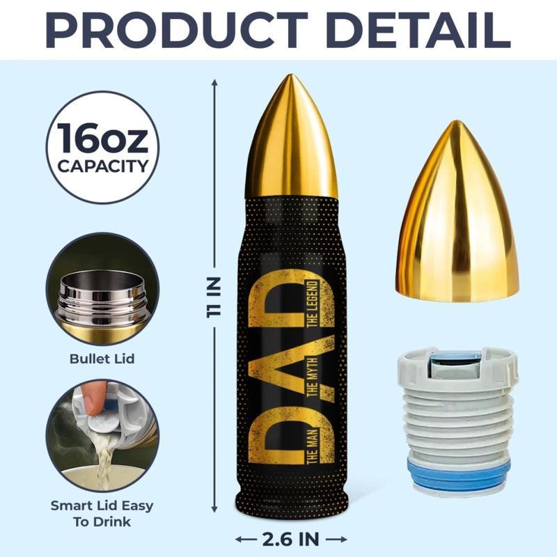 Cool Tough Dad Edition - Family Personalized Custom Bullet Tumbler - Father's Day, Gift For Dad, Grandpa