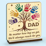 From Your Hands We Grew, To Your Heart We Return - Family Personalized Custom 2-Layered Wooden Plaque With Stand - Father's Day, Gift For Dad, Grandpa