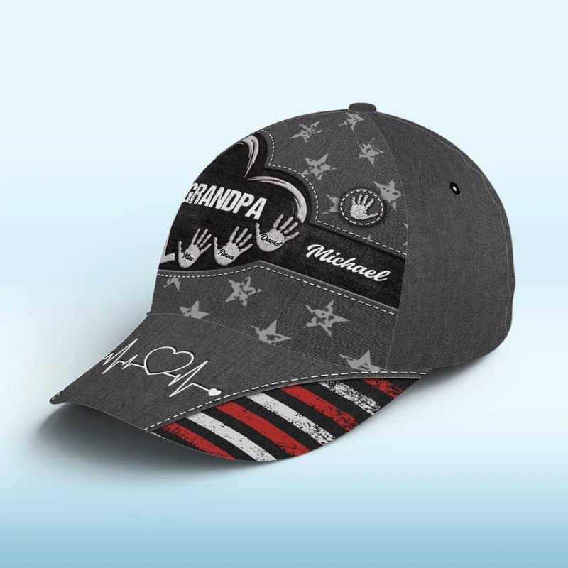 Little Hands, Big Love For You - Family Personalized Custom Hat, All Over Print Classic Cap - Father's Day, Gift For Dad, Grandpa
