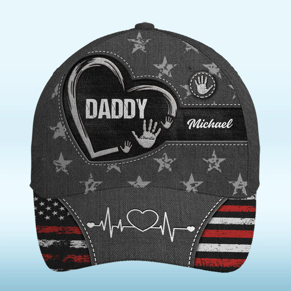 Little Hands, Big Love For You - Family Personalized Custom Hat, All Over Print Classic Cap - Father's Day, Gift For Dad, Grandpa