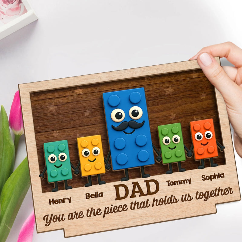 The Hands That Built Our World - Family Personalized Custom 2-Layered Wooden Plaque With Stand - Father's Day, Gift For Dad, Grandpa copy