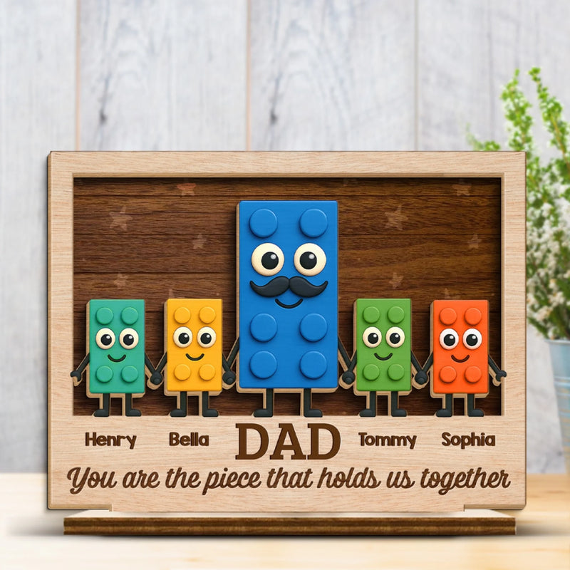The Hands That Built Our World - Family Personalized Custom 2-Layered Wooden Plaque With Stand - Father's Day, Gift For Dad, Grandpa copy
