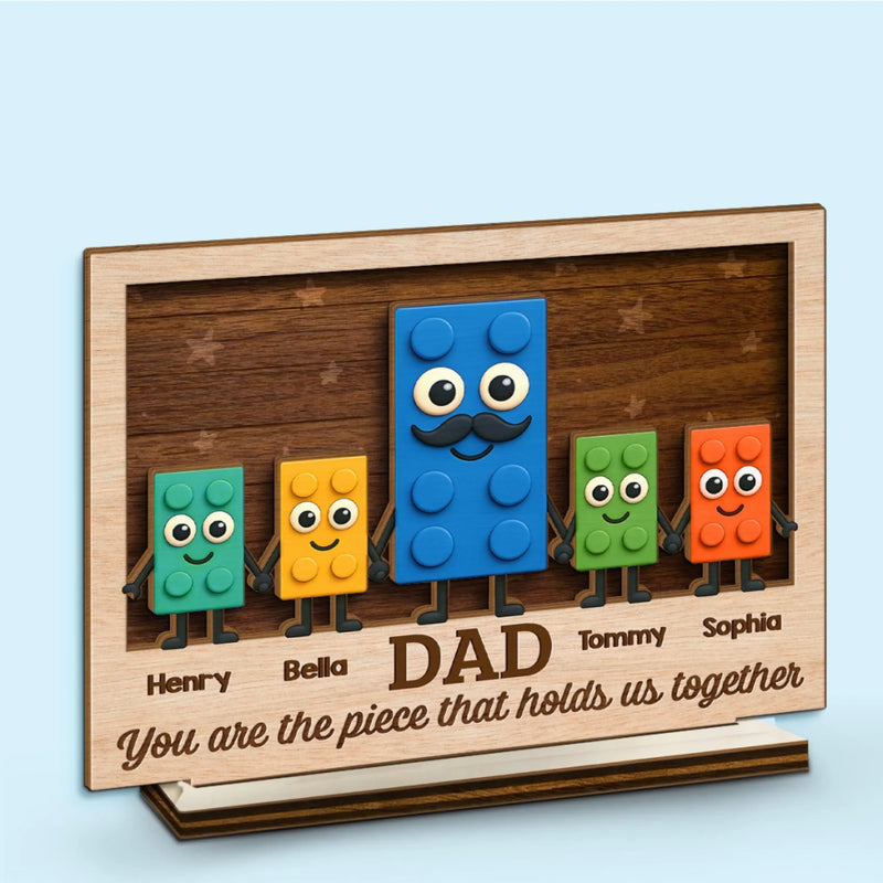 The Hands That Built Our World - Family Personalized Custom 2-Layered Wooden Plaque With Stand - Father's Day, Gift For Dad, Grandpa copy