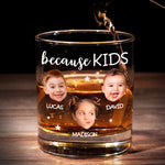 Custom Photo Because of You, My Heart Is Fuller - Family Personalized Custom Whiskey Glass - Father's Day, Gift For Family