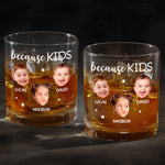 Custom Photo Because of You, My Heart Is Fuller - Family Personalized Custom Whiskey Glass - Father's Day, Gift For Family