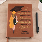 Wearing Success, One Step At A Time - Family Personalized Custom Leather Journal - Graduation Gift For Family Members, Siblings, Brothers, Sisters, Best Friends