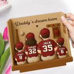 Dad’s All-Star Squad - Family Personalized Custom Shaped 2-Layered Wooden Plaque With Flat Stand - Father's Day, Gift For Dad, Sport Lovers, Sport Players