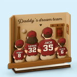 Dad’s All-Star Squad - Family Personalized Custom Shaped 2-Layered Wooden Plaque With Flat Stand - Father's Day, Gift For Dad, Sport Lovers, Sport Players
