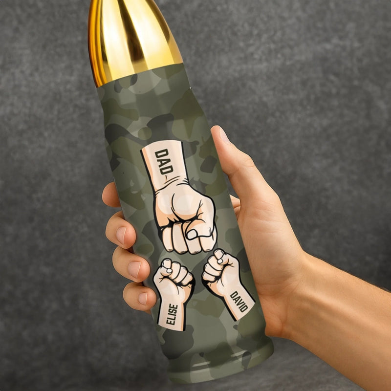 Fist Bumps Forever Squad - Family Personalized Custom Bullet Tumbler - Father's Day, Gift For Dad, Grandpa