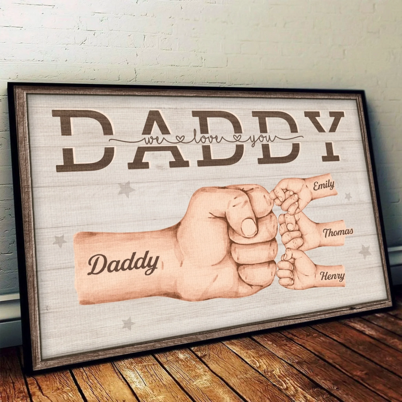 Forever Fist-bumping With Love - Family Personalized Custom Horizontal Poster - Father's Day, Gift For Dad, Grandpa