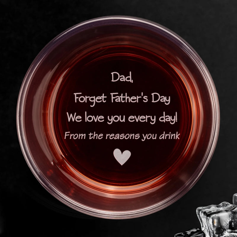 Custom Photo From Your Troublemakers - Family Personalized Custom Whiskey Glass With Bottom And Side Engraving - Father's Day, Gift For Dad, Grandpa