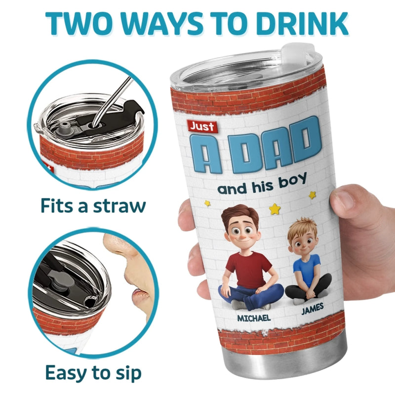One Dad, One Kid And Infinite Chaos - Family Personalized Custom Tumbler - Father's Day, Gift For Dad