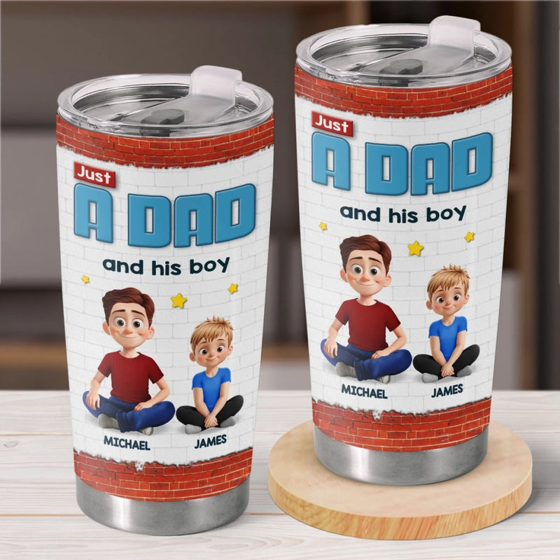 One Dad, One Kid And Infinite Chaos - Family Personalized Custom Tumbler - Father's Day, Gift For Dad