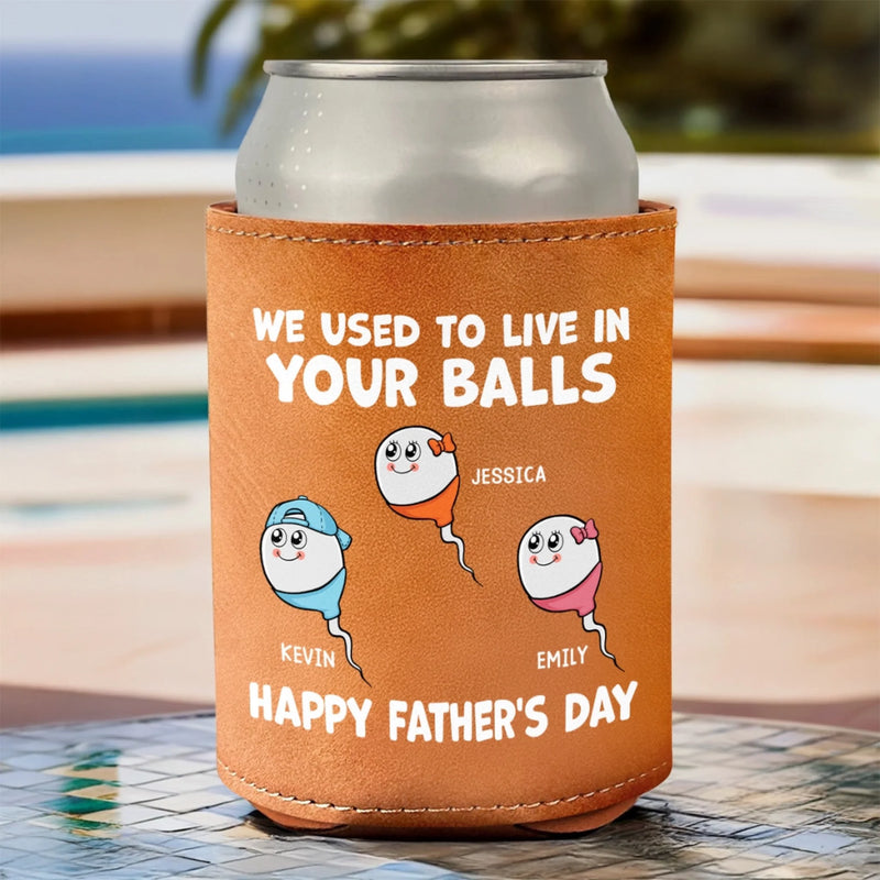 Not Planned, But Perfect - Family Personalized Custom Leather Can Cooler - Father's Day, Gift For Dad