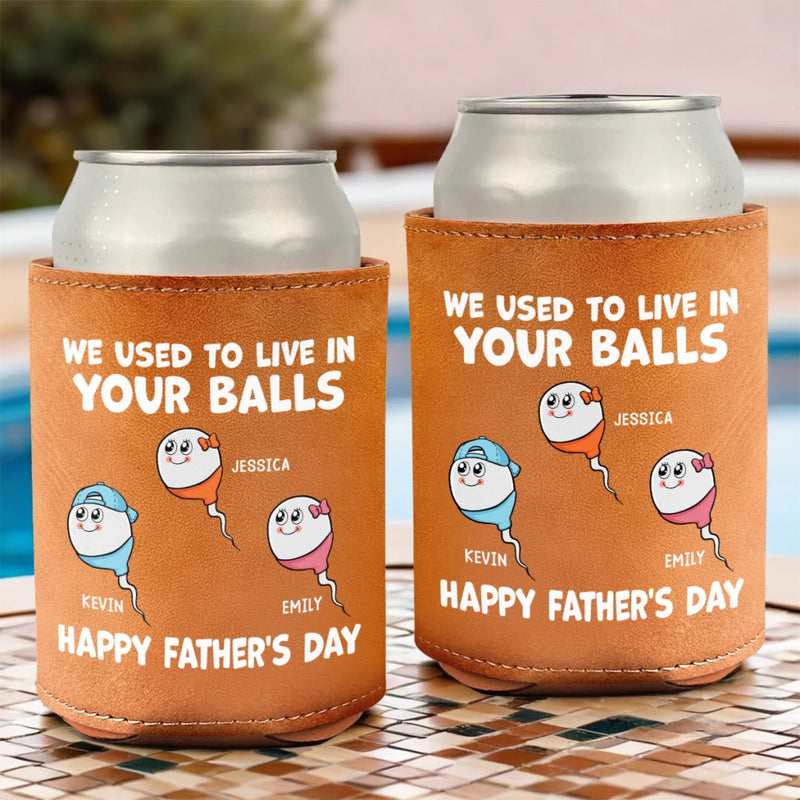 Not Planned, But Perfect - Family Personalized Custom Leather Can Cooler - Father's Day, Gift For Dad