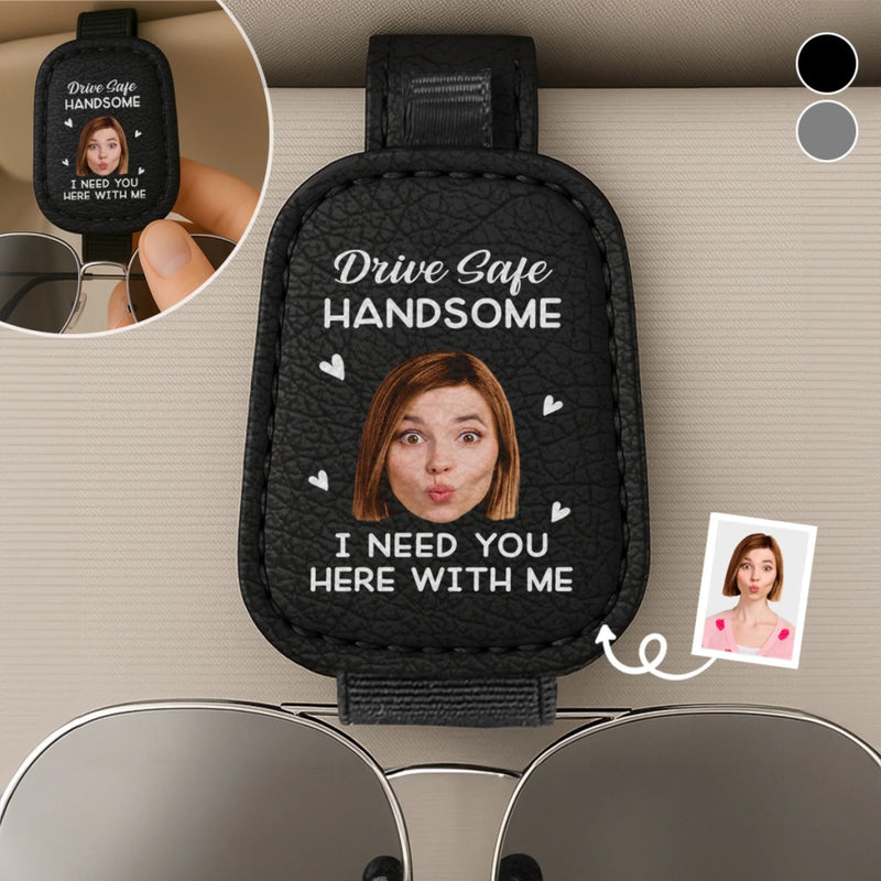 Custom Photo Stuck With Me Forever - Couple Personalized Custom Leather Car Visor - Gift For Husband Wife, Anniversary