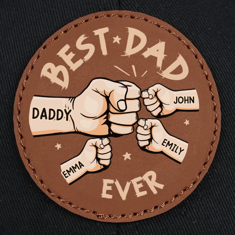 Happy Father's Day, From Your Best Bad Decision - Family Personalized Custom Round Leather Patch Hat - Father's Day, Gift For Dad, Grandpa