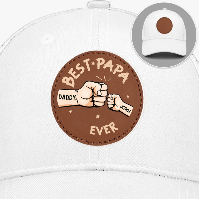 Happy Father's Day, From Your Best Bad Decision - Family Personalized Custom Round Leather Patch Hat - Father's Day, Gift For Dad, Grandpa