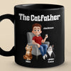 The Catfather - Mug noir personnalisé avec chat - Fête des pères, cadeau pour papa, propriétaires d'animaux, amoureux des animaux