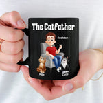 The Catfather - Cat Personalized Custom Black Mug - Father's Day,  Gift For Dad, Pet Owners, Pet Lovers
