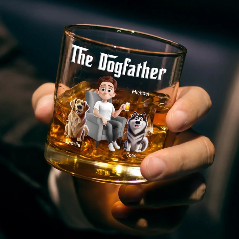 My Tail Wags For One Man Only - Dog Personalized Custom Whiskey Glass - Father's Day, Gift For Pet Owners, Pet Lovers